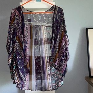 Black poppy boho kimono cover